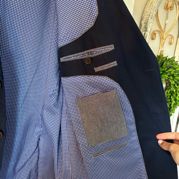 Crown and Ivy Mens Navy Cotton Blazer Sport Coat Jacket 48R Preppy Classic Event - Picture 7 of 7